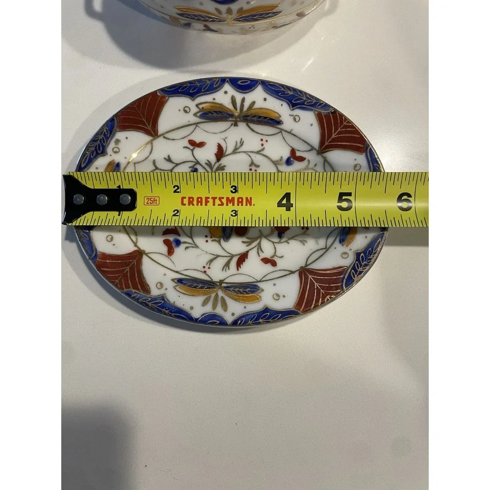 Vintage Japanese Imari Hand Painted porcelain bowl saucer set Mid-20th century